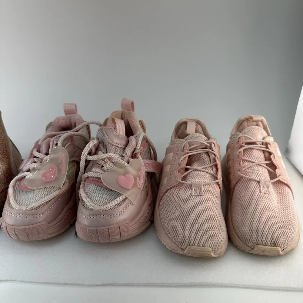 Lot 4 Girls Shoes Boots Sneakers Slippers H&M Adidas Pink Sizes 23 25 26 8